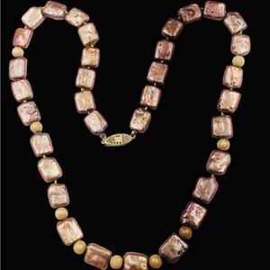Cultured Bronze Coin Pearl 14k Bead Necklace